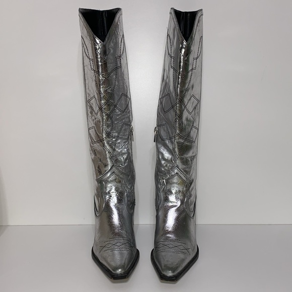 Vince Camuto Nedema Western Knee High Boot in Metallic Silver - Picture 3 of 17